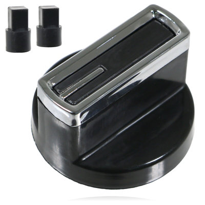 UNIVERSAL Cooker Oven Hob Black Gloss Chome 6mm D Shaft CONTROL KNOB & ADAPTOR - Image 2