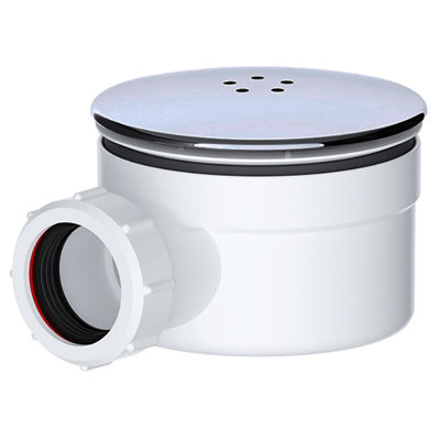 Spares2Go Shower Trap For 90mm Tray Plug Hole 1.5" Luxury Drain Water Waste Dome Base Kit (Brushed Nickel) from B&Q