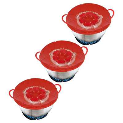 Spares2Go Pan Lid Spill Stopper Silicone Saucepan Pot Steamer Cover Anti Boiling Overflow Guards (Pack Of 3) from B&Q