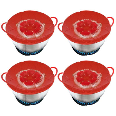 Spares2Go Pan Lid Spill Stopper Silicone Saucepan Pot Steamer Cover Anti Boiling Overflow Guards (Pack Of 4) from B&Q