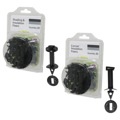 Spares2go Greenhouse Insulation Fixers Kit Corner + Frame Shading Bubble Wrap Pvc Plastic Clips (Pack Of 40) Black