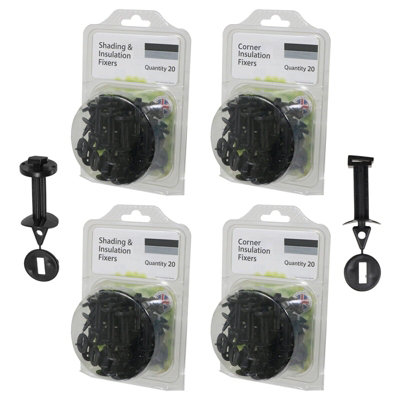 Spares2go Black Greenhouse Insulation Fixers Kit Corner + Frame Shading Bubble Wrap Pvc Plastic Clips (Pack Of 80)