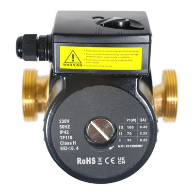 Spares2Go Hot Water Circulator Pump Universal Bronze Circulation System (45W230V50Hz130mm) from B&Q