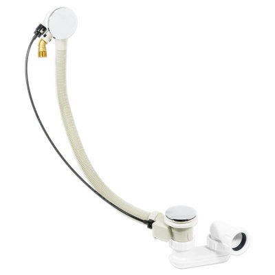Bath Filler Waste Trap Overflow Spout Kit Chrome Silver Mushroom Pop Up Plug - Image 3