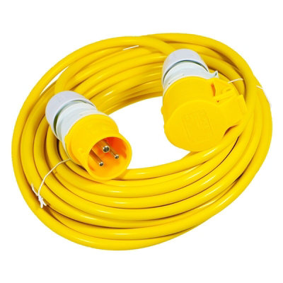B&Q -  16A Extension Lead 14M 110V 1.5mm Extra Long Power Cable Cord 3-Pin 2P+E (Yellow)