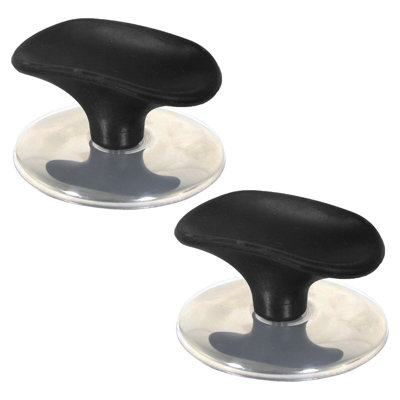 Spares2go Universal Pan Lid Handle 6Cm Saucepan Slow Cooker Steamer Pot Knobs ( / Chrome Pack Of 2) Black/Silver