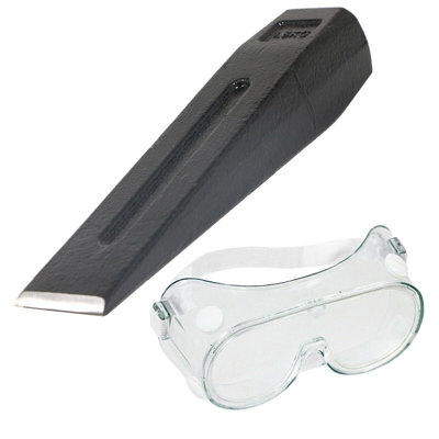 Spares2Go Log Splitter Chisel Wedge 1.5Kg 8" Wood Splitting Maul + Adjustable Safety Goggles Kit from B&Q