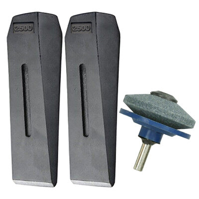 Spares2Go Log Splitter Blade Sharpener Kit 2.5Kg 10" Wood Splitting Timber Chisel Wedges + Drill Attachment from B&Q