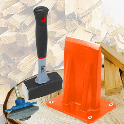 Spares2Go Kindling Splitter Lump Hammer Blade Sharpener Chisel Log Wood Splitting Kit from B&Q