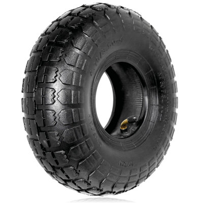 Spares2Go Wheelbarrow Wheel Tyre And Inner Tube (4.10-4 3.50-430Psi) 4 Inch Cart Trolley from B&Q