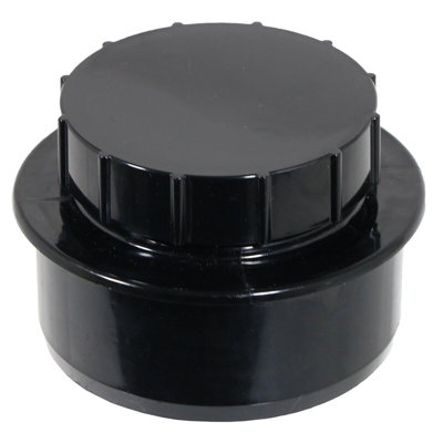 B&Q -  110mm Screwed Access Cap Ring Seal Soil System Vent Pipe Push Fit Plug (Black)