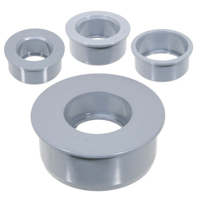 Spares2Go 110mm Soil Pipe Reducer + 32mm 40mm 50mm Boss Adaptor Solvent Weld Push Fit Kit (Grey) from B&Q
