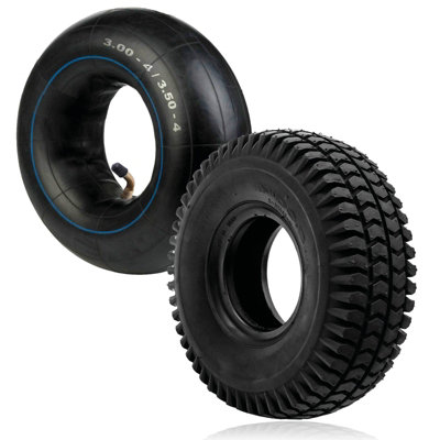 SPARES2GO Tyre 3.00-4 Pneumatic Wheelbarrow 300X4 3.00X4 260X85 4" Rim + Inner Tube from B&Q