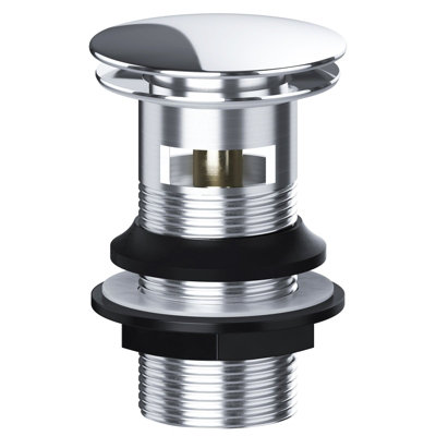Spares2Go Clicker Basin Waste Bathroom / Kitchen Sink Plug 1 1/4" Round Silver (Slotted With Overflow) from B&Q