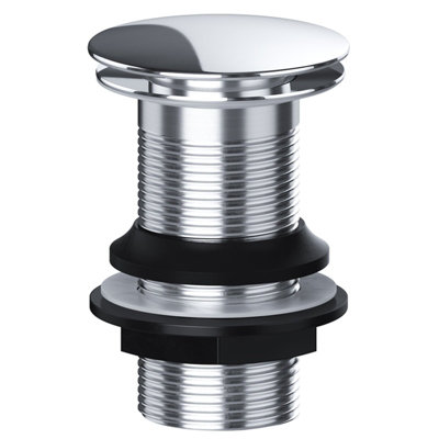 Spares2Go Clicker Basin Waste Bathroom / Kitchen Sink Plug 1 1/4" Round Silver (Unslotted) from B&Q