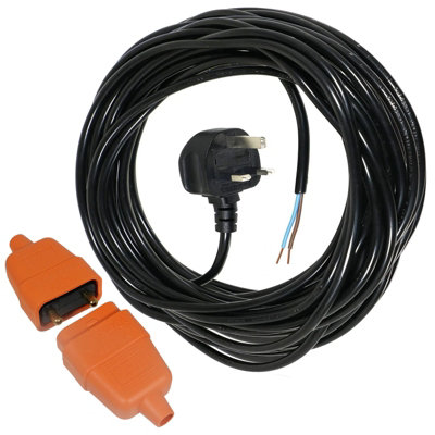 Spares2Go 12 Metre Cable & Lead Plug + 2 Core Pin Coupler Connector Socket For Power Tools Drill Saw Jigsaw Planer Router Sander ( from B&Q