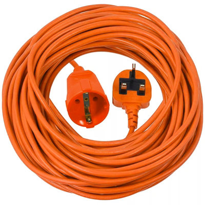 B&Q -  20M Mains Power Cable Uk 3 Pin Plug Compatible With Challenge Gt2317 Me1030M Me1031M Lawnmower Strimmer