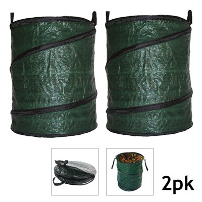 B&Q -  Collapsible Garden Bag Large Reusable Carry Handles Waste Bin Refuse Sack 90L X 2