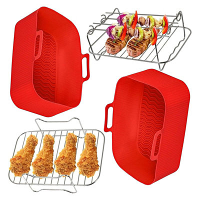 Spares2Go Basket Drawer Liner And Multi Layer Shelf Racks Skewer Rack Set For Air Fryer from B&Q