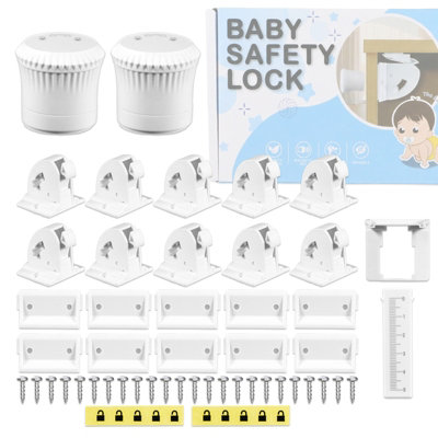 Spares2go Magnetic Child Safety Lock Kit Cupboard Drawer Cabinet Furniture Safe Baby Proofing Set (10 X Locks - White - Image 3