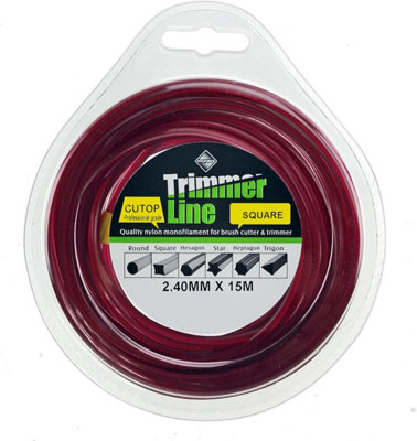 Spares2Go Universal Square 2.4mm Diameter 15M Long Pro Cord Line Strimmer Trimmer Brush Cutter from B&Q
