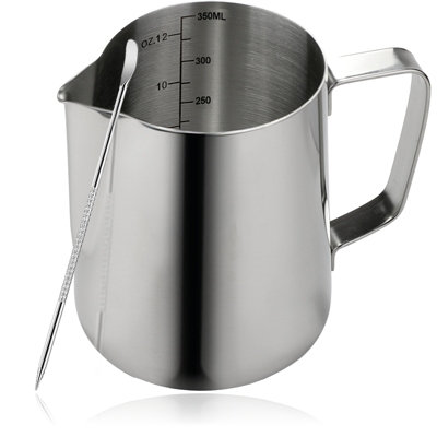 Spares2Go Milk Jug Stainless Steel 350Ml 600Ml Frothing Pitcher Small Large Crema Frother from B&Q