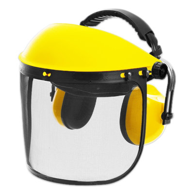 B&Q -  Face Shield Ear Defenders Safety Kit Adjustable Mesh Visor Eyes Ears Protection Ppe Set (One Size Fits All)