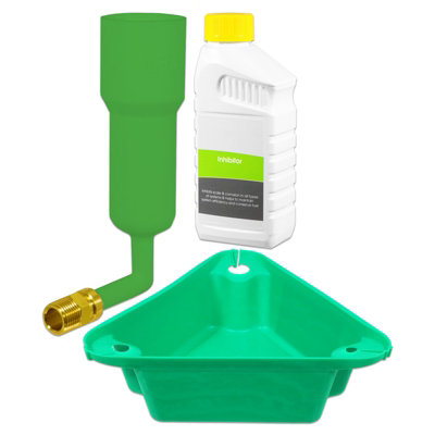 Spares2Go Central Heating Inhibitor Concentrate Liquid (500Ml Bottle) + Radiator Dosing Funnel Tool + Draining Tub