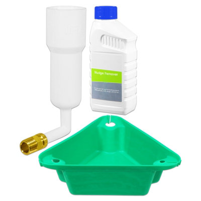 Spares2Go Central Heating Sludge Remover Concentrate Liquid (500Ml Bottle) + Radiator Dosing Funnel Tool + Draining Tub from B&Q