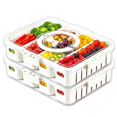 Spares2Go Food Storage Containers With Securing Clips Lid And 4 Removable Divider Compartments (LargePack Of 2) from B&Q