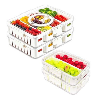 Spares2Go Food Storage Containers With Securing Clips Lid And Removable Divider Compartments (2 X Small + 2 X Large) from B&Q