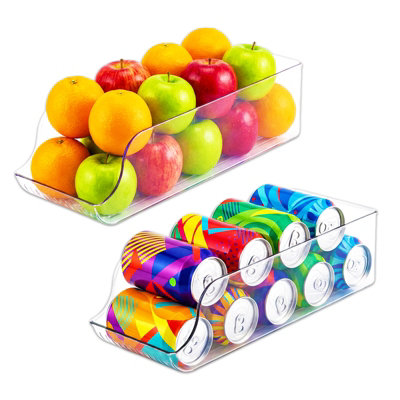 Spares2Go Can Dispenser Fridge Container Clear Pantry Tin Food Drink Supply Shelf Storage Organiser Drawers (Pack Of 2)