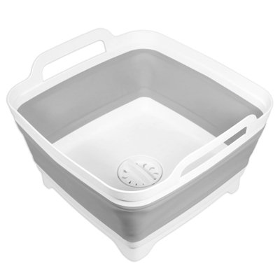 Spares2Go Collapsible Washing Up Bowl With Draining Plug And Handles Large 9L Capacity Foldable Portable Sink Basin Dishpan Tub from B&Q