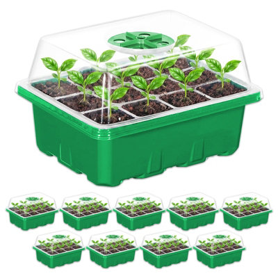 B&Q -  Seed Starting Propagator Tray Garden Plant Seedling Germination Starter Grow Kit (Pack Of 10120 Cells)