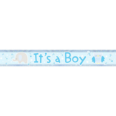 Amscan Its A Boy Holographic Foil Banner Blue (One Size) from B&Q