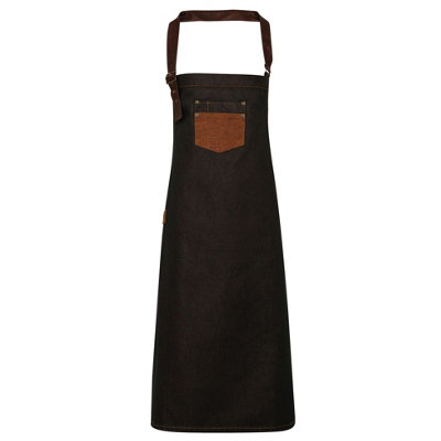 Premier Unisex Adults Division Wd Look Faux Leather Denim Bib Apron from B&Q