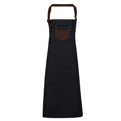 Premier Unisex Adults Division Wd Look Faux Leather Denim Bib Apron from B&Q