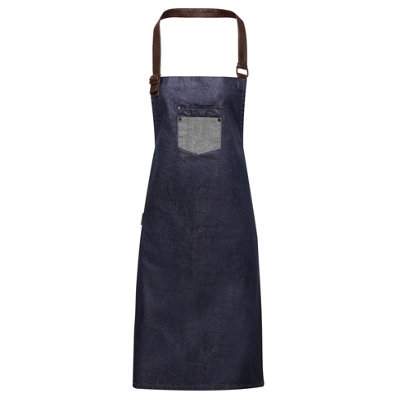 Premier Unisex Adults Division Wd Look Faux Leather Denim Bib Apron from B&Q