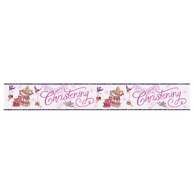 Simon Elvin Girls Christening Foil Banner (6 Pack) Pink (2.5M) from B&Q