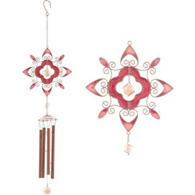 B&Q Something Different Flower Abstract Wind Chime (One Size) Red
