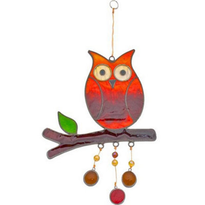 Something Different Owl On A Branch Sun Catcher Orange (One Size) from B&Q