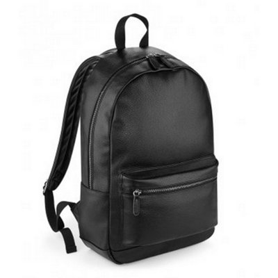 - Bagbase Faux Leather Fashion Backpack Black (One Size)