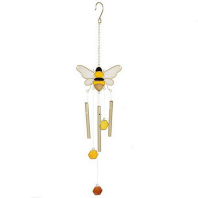 B&Q Yellow Something Different Bee And Honeycomb Windchime (One Size)