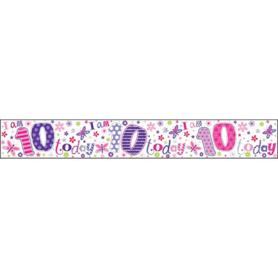 Simon Elvin I Am 10 Today Holographic Foil Banner Multicoloured (Pack Of 6) from B&Q