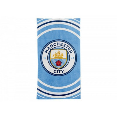  - Manchester City Fc Official Pulse Design Towel Blue/white (One Size)