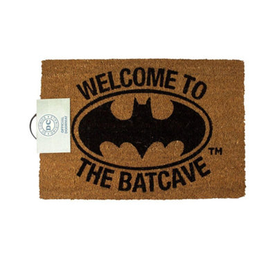 DC comics Batman Official Welcome To The Bat Cave Door Mat Brown (One Size) from B&Q