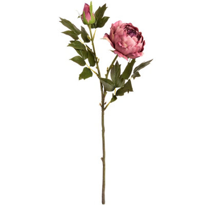 Hill Interiors Pink Artificial Rose Peony Spray Deep (One ) 13Cm