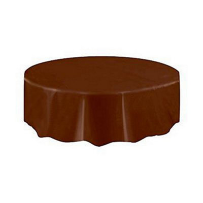 Unique Party Round Plastic Tablecover Brown (213Cm) from B&Q