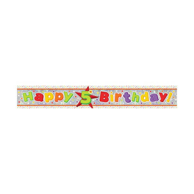 Amscan 5Th Birthday Holographic Foil Banner Multicoloured (9Ft) from B&Q