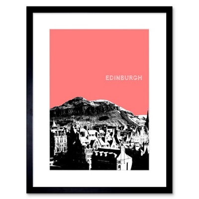 B&Q -  Wall Art Print Arthurs Seat Edinburgh Scotland Scottish Landmark Coral Framed Art 9X7 Inch